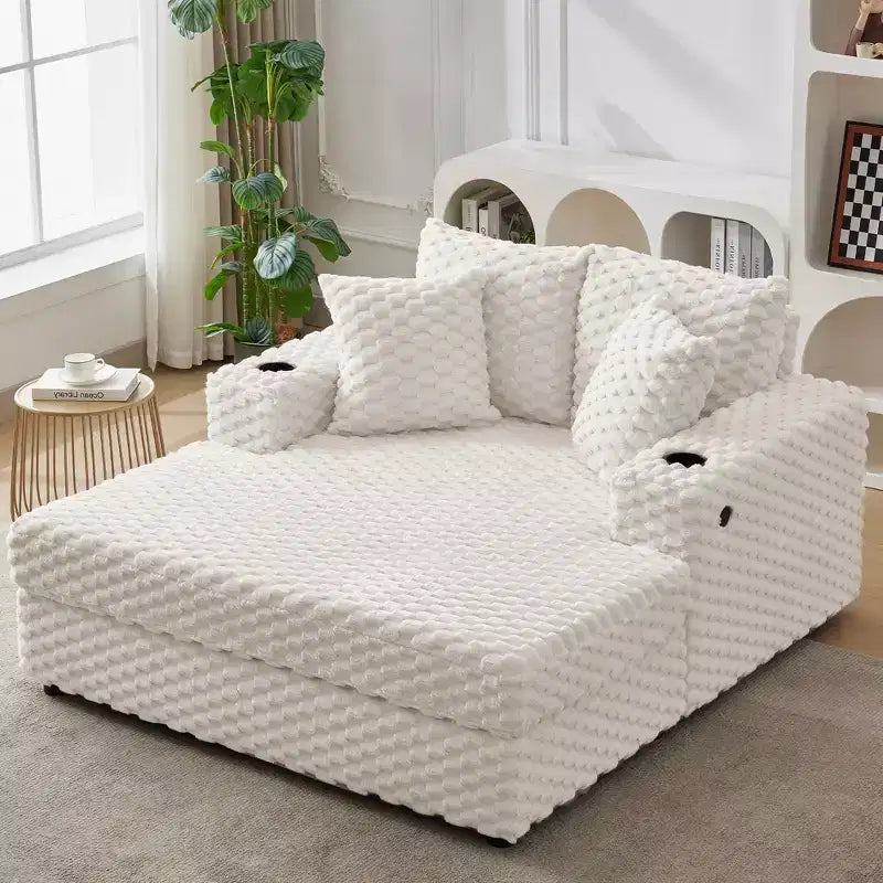 Chaise longue d'intérieur, fauteuil de lecture confortable rembourré avec oreillers, grand canapé-lit moderne et confortable pour salon et chambre à coucher