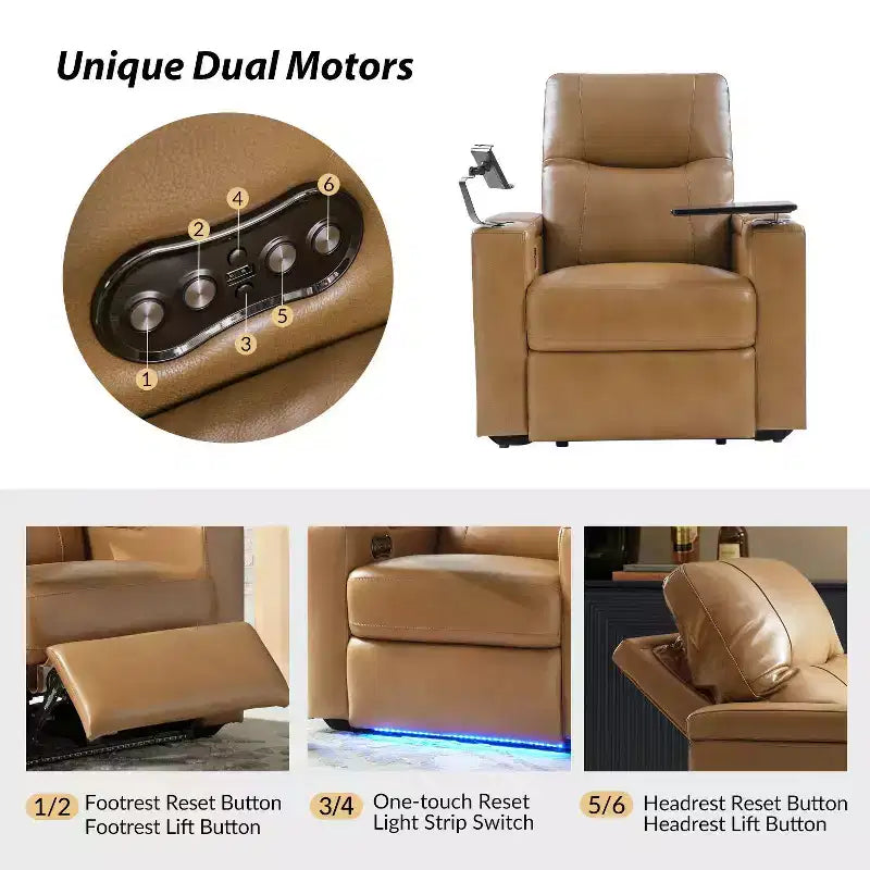 Fauteuil inclinable en cuir véritable