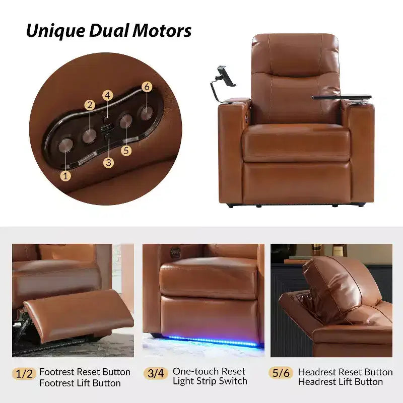 Fauteuil inclinable en cuir véritable
