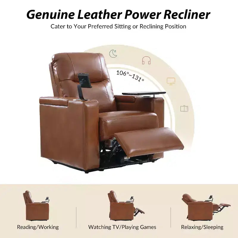 Fauteuil inclinable en cuir véritable