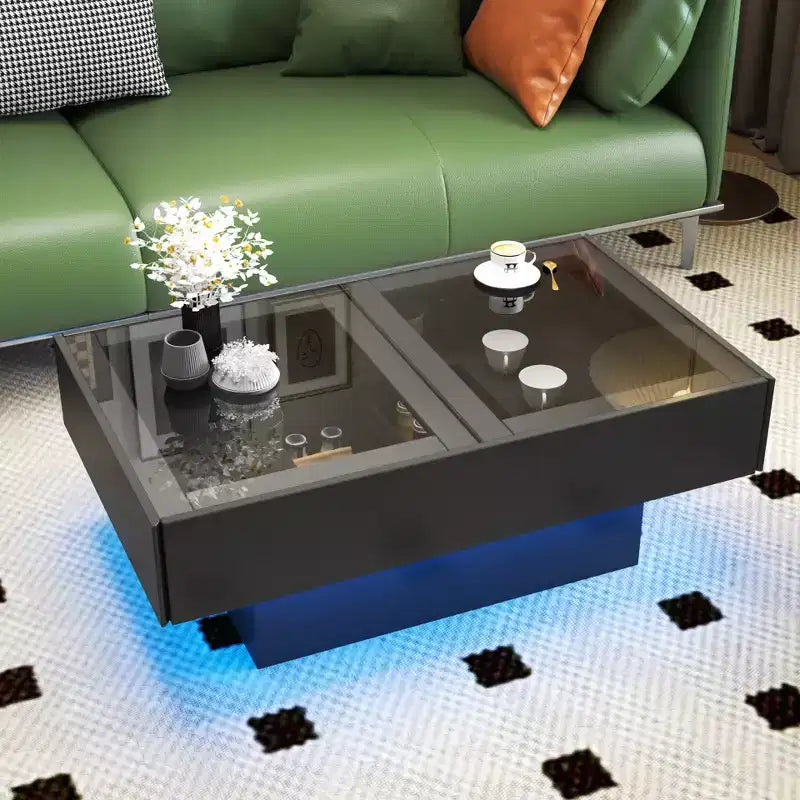 Table basse de rangement rectangulaire moderne de 100 cm avec plateau coulissant