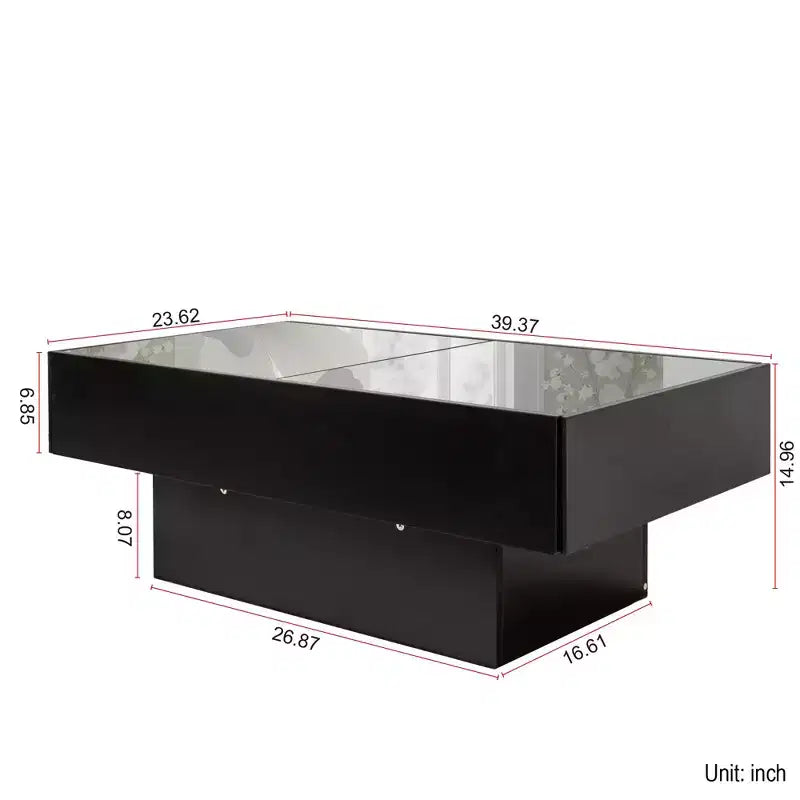 Table basse de rangement rectangulaire moderne de 100 cm avec plateau coulissant