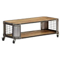 Table basse avec 4 roulettes, bois de manguier massif, 100 cm