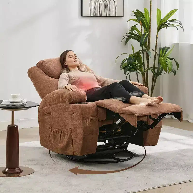 Fauteuil inclinable, fauteuil inclinable à bascule pivotant à 360° pour adultes, pour salon, chambre, maison