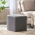 Repose-pieds tricoté, Pouf carré rembourré, Petit meuble, Convient pour le salon et la chambre à coucher, Aucun assemblage requis.