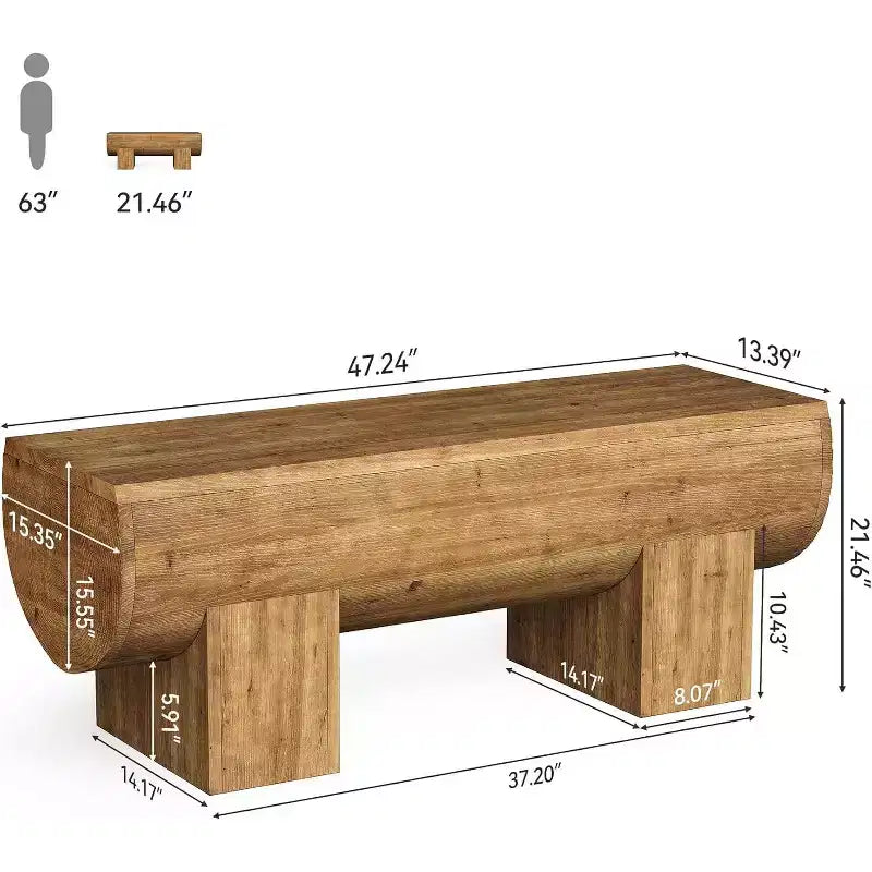 Banc d'entrée en bois massif de 119 cm, banc de bout de lit de style campagnard, banc d'entrée pour chambre, salon, couloir
