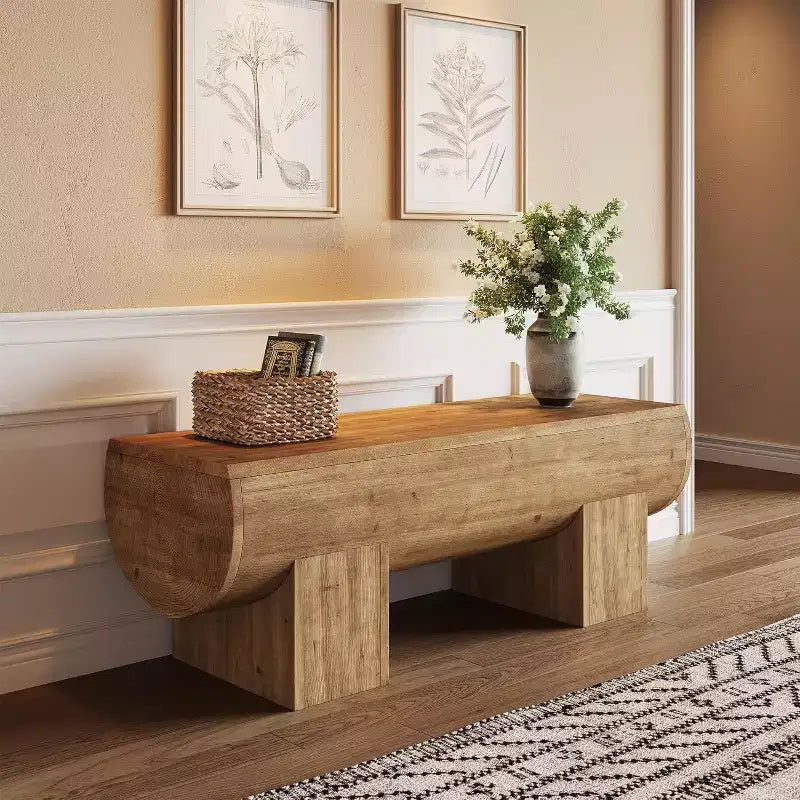 Banc d'entrée en bois massif de 119 cm, banc de bout de lit de style campagnard, banc d'entrée pour chambre, salon, couloir