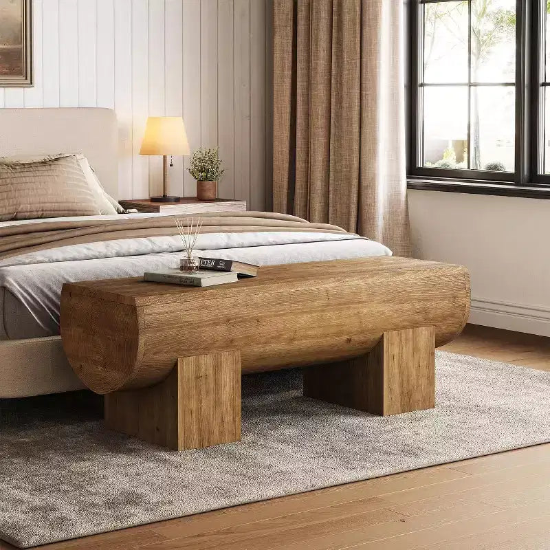 Banc d'entrée en bois massif de 119 cm, banc de bout de lit de style campagnard, banc d'entrée pour chambre, salon, couloir