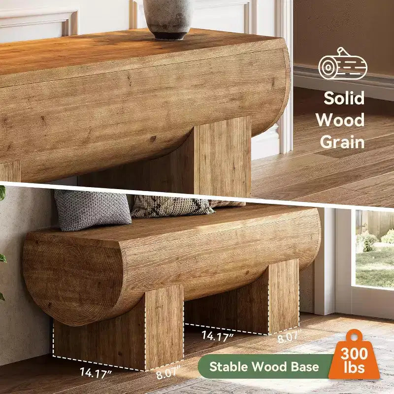 Banc d'entrée en bois massif de 119 cm, banc de bout de lit de style campagnard, banc d'entrée pour chambre, salon, couloir