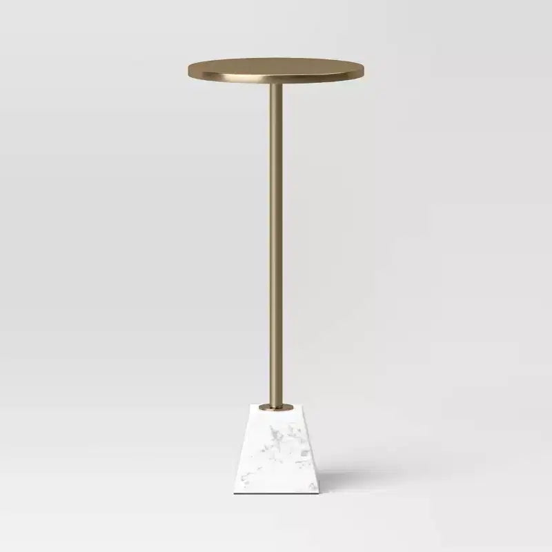 Table d'appoint en métal effet marbre, finition or