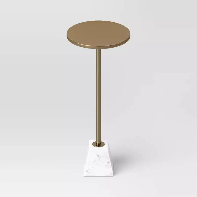 Table d'appoint en métal effet marbre, finition or
