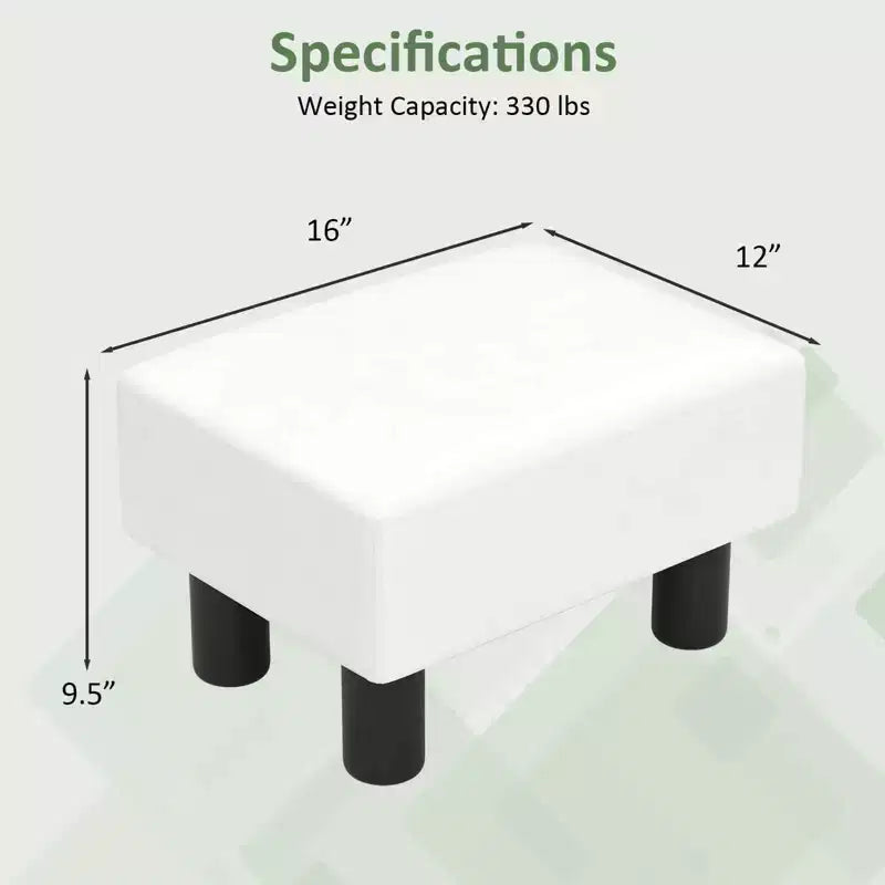 Repose-pieds ottoman rectangulaire en cuir synthétique, petit tabouret avec siège rembourré, blanc/noir/rouge