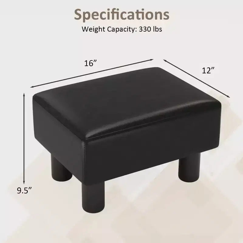 Repose-pieds ottoman rectangulaire en cuir synthétique, petit tabouret avec siège rembourré, blanc/noir/rouge