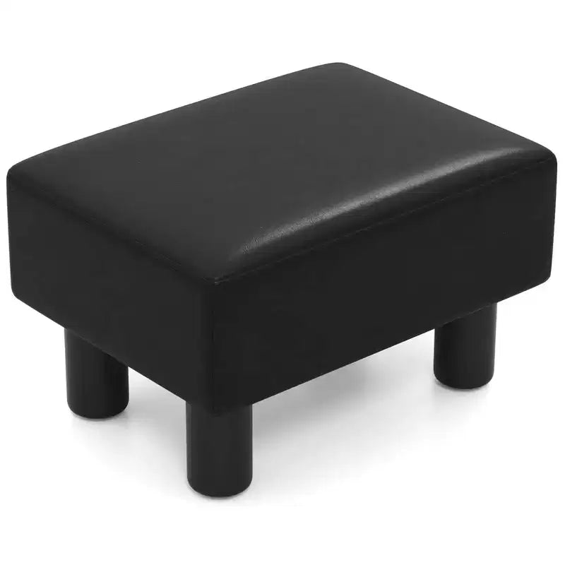 Repose-pieds ottoman rectangulaire en cuir synthétique, petit tabouret avec siège rembourré, blanc/noir/rouge