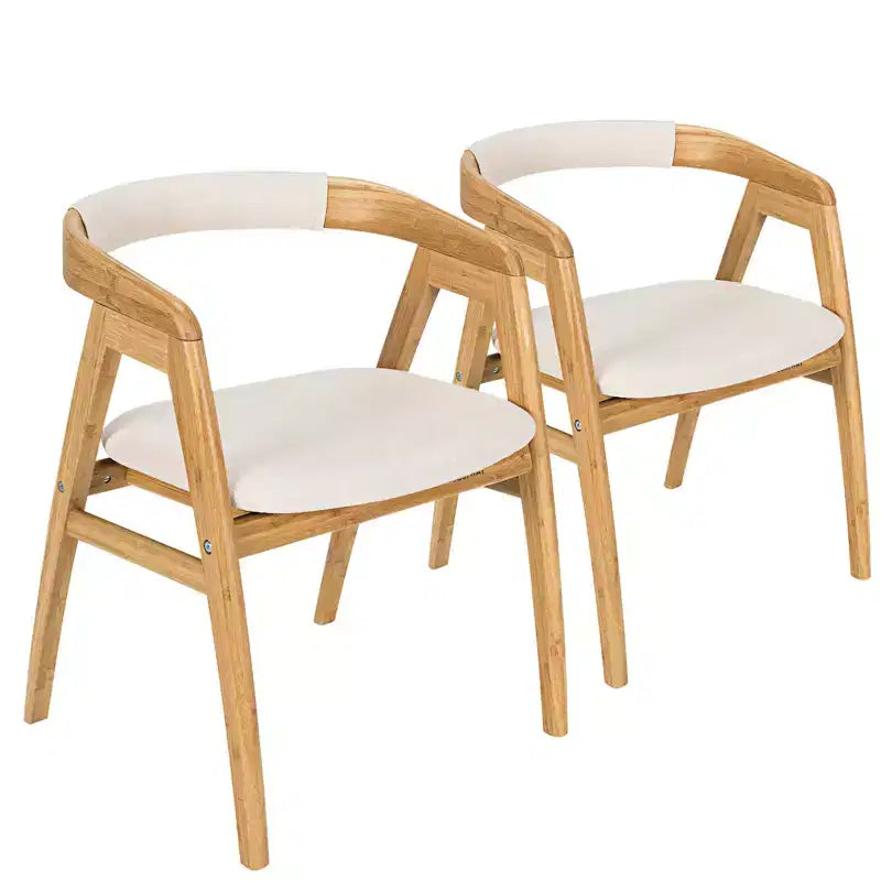 Lot de 2 fauteuils d'appoint en bambou, fauteuils de loisirs avec coussin d'assise