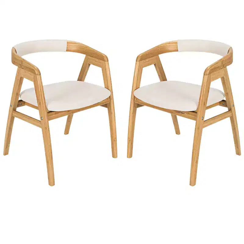 Lot de 2 fauteuils d'appoint en bambou, fauteuils de loisirs avec coussin d'assise
