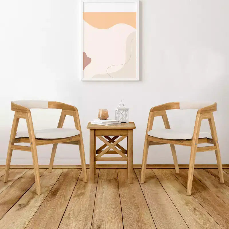 Lot de 2 fauteuils d'appoint en bambou, fauteuils de loisirs avec coussin d'assise