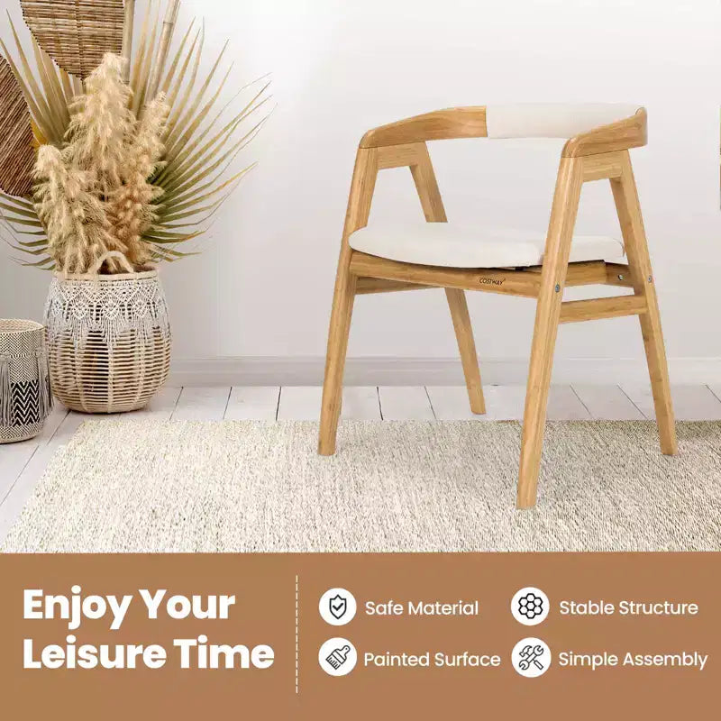Lot de 2 fauteuils d'appoint en bambou, fauteuils de loisirs avec coussin d'assise