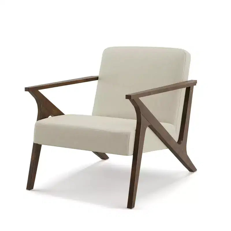 Fauteuil d'appoint rembourré, cadre en bois, style moderne milieu de siècle, 76 cm de large