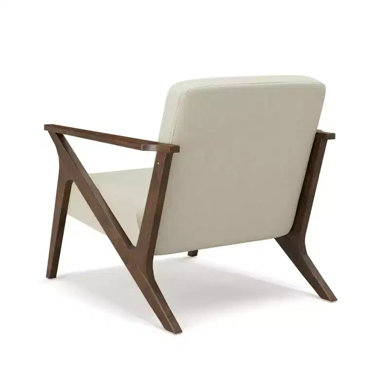 Fauteuil d'appoint rembourré, cadre en bois, style moderne milieu de siècle, 76 cm de large